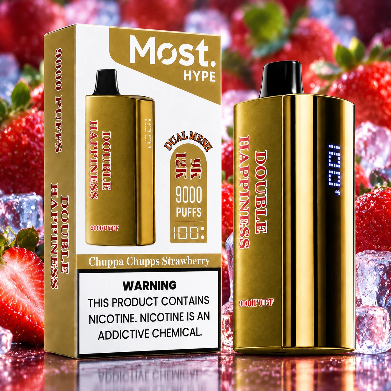 Double Happiness 9000 Puff CHUPA CHUPS STRAWBERRY